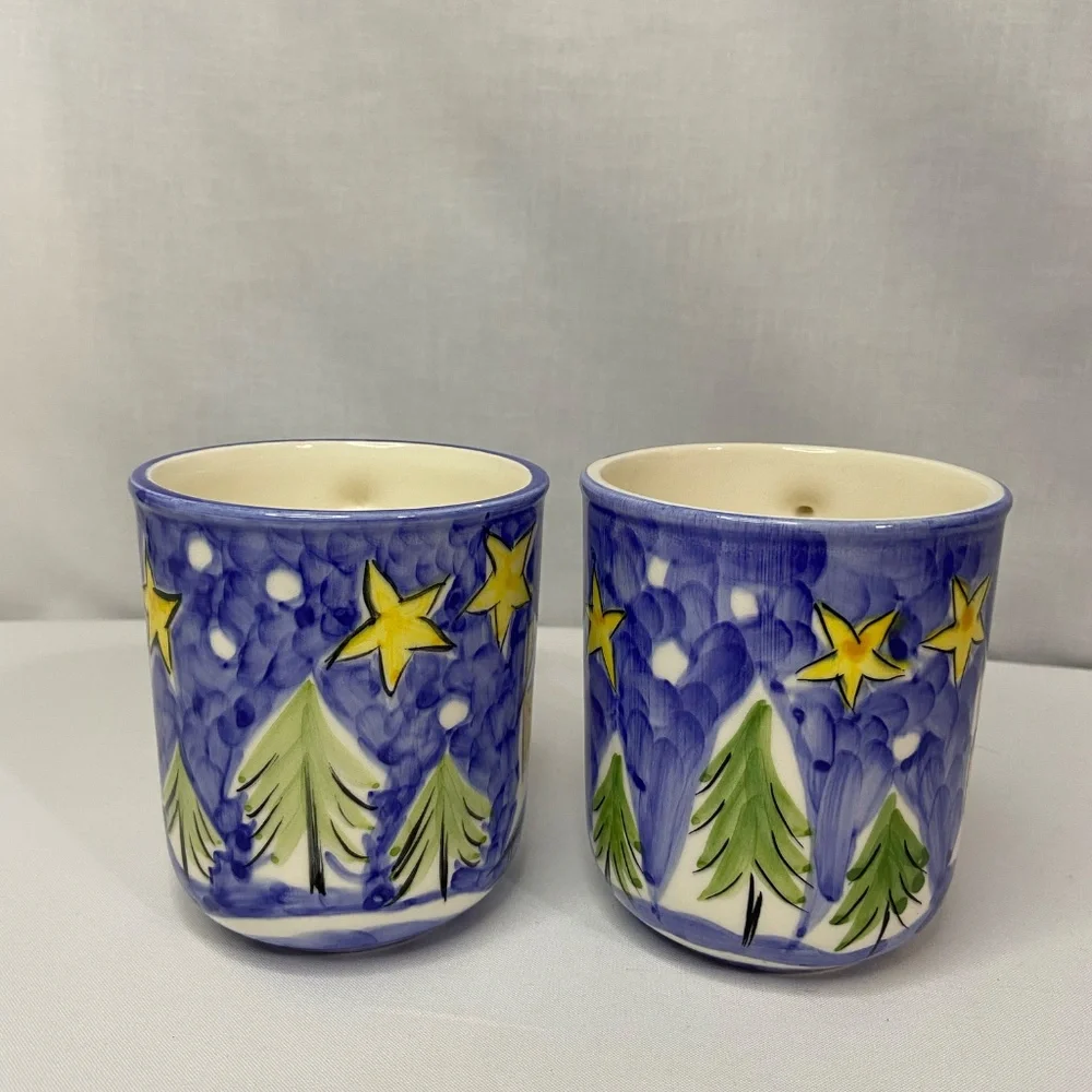 Portugal Folk Art Ceramic Mugs Coffee Tea Winter Christmas Glossy Painted
